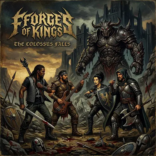 Dark Art Metal Album Cover with Intense Colors & Epic Medieval Vibe