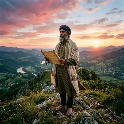 Majestic South Asian Male Prophet on High Hill