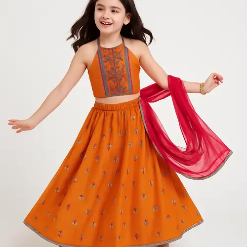 Playful 10-Year-Old Model in Golden Sandals