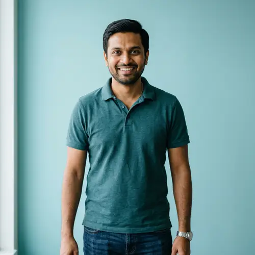 Friendly South Asian Man in Casual Clothes | Bright Smile