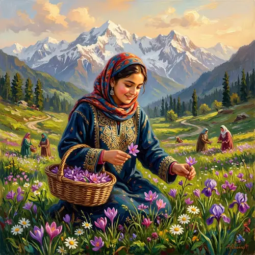 Stunning Teenage Kashmiri Girl Oil Painting in 4K