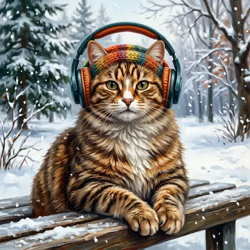 Winter Cat Art by Carlos Catasse