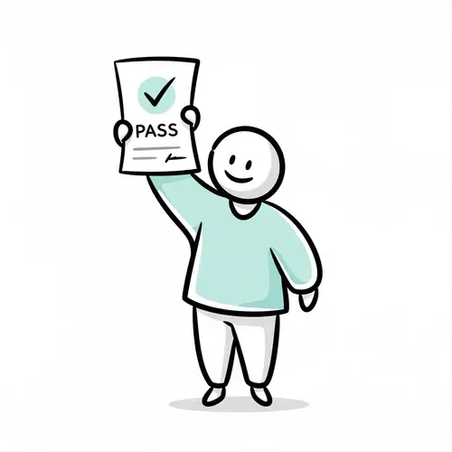 Whimsical SVG Illustration of Exam Success