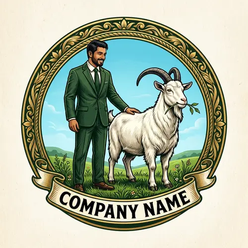 Hispanic Male and White Goat Logo | Company Name