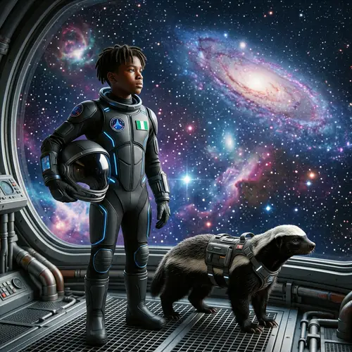 Astronaut and Honey Badger: Interstellar Adventure in Cosmos