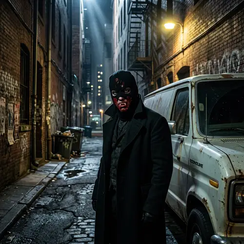 Fearsome Vampire in Shadowy Night - Elegance & Dread