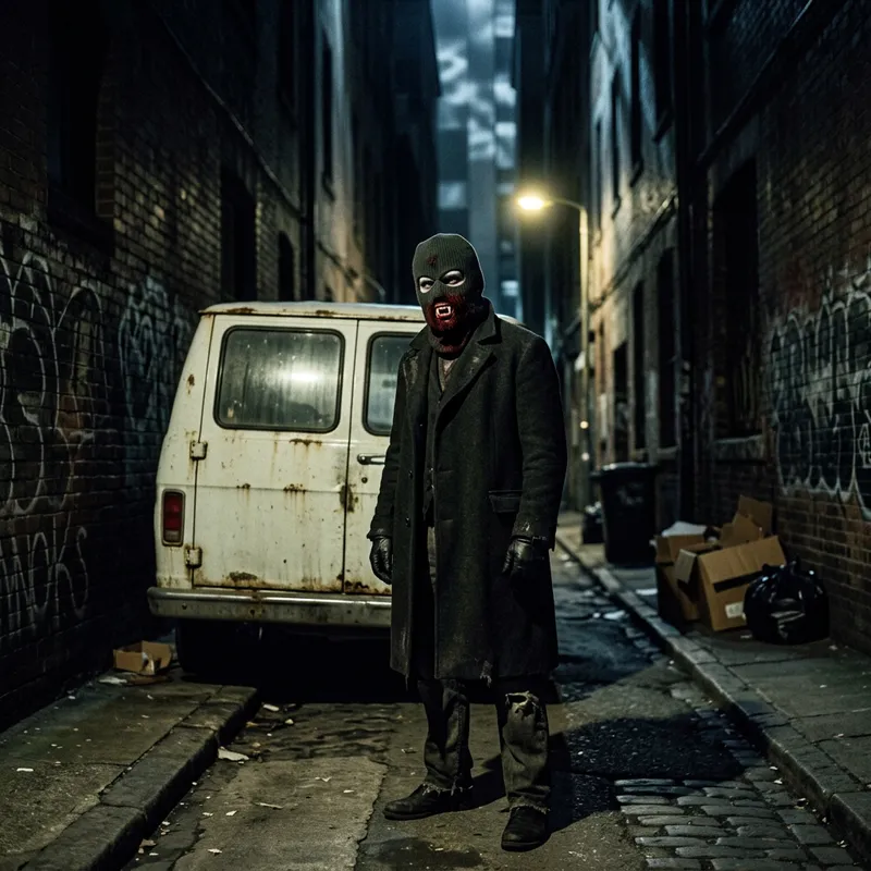 Sinister Vampire: Nocturnal Elegance and Dread in Shadowy Alley