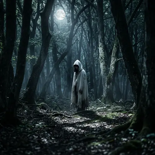 Eerie Forest Predator: Moonlit Shadow Mystery