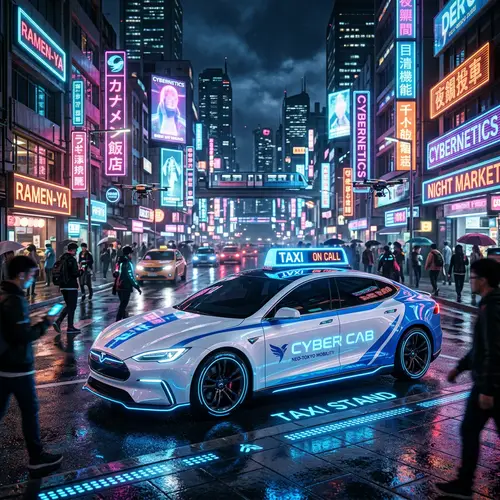 Futuristic Cyber City Taxi Cab: Modern Urban Mobility