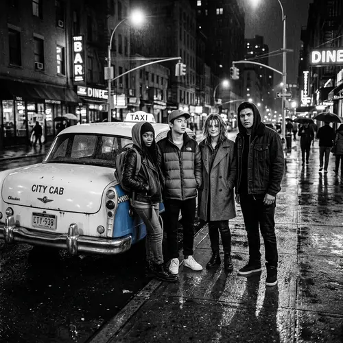 Urban Teenagers in Film Noir Scene | Vintage Street Photography