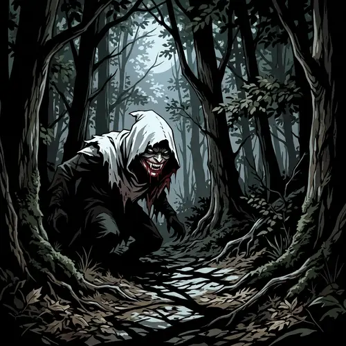 Eerie Forest Predator - Haunting Moonlit Scene