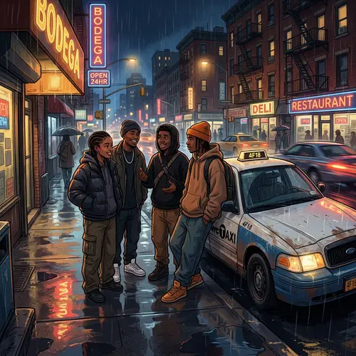 Urban Teen Streetwear Fashion: Rainy Night Vibes