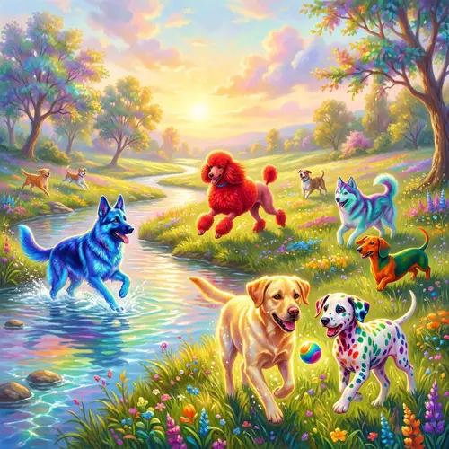Enchanting Dog Colors in Imaginary World