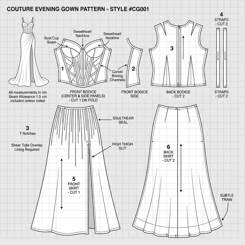 Couture-Inspired Dress Pattern - Elegant Design Couture-Inspired Dress Pattern - Elegant Design
