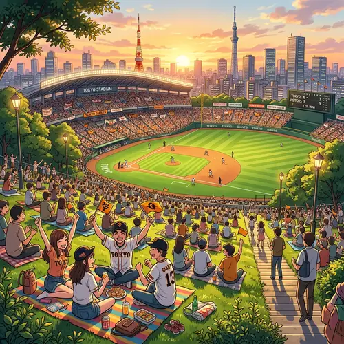 Anime Baseball Stadium Illustration in Tokyo | Japanese Anime Art