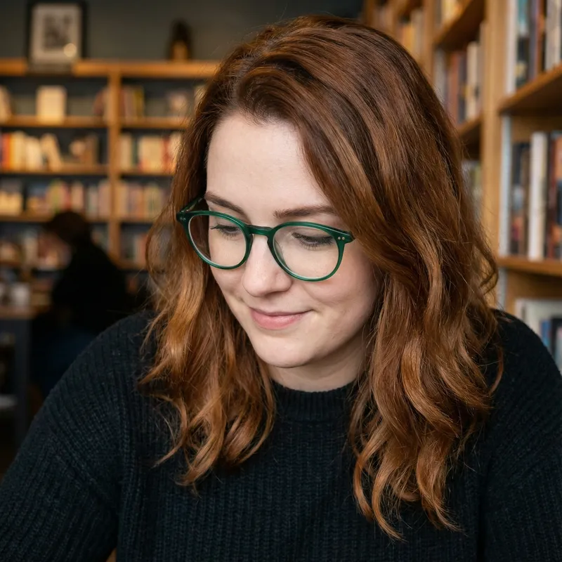 Strikingly Beautiful Mid 20s Woman with Auburn Brown Hair & Glasses