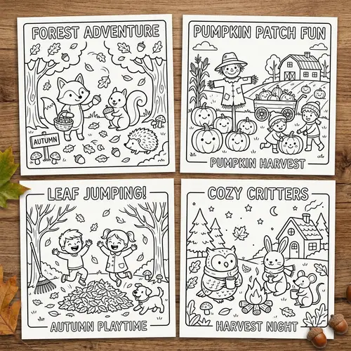 Coloring Pages for Kids: Autumn Designs