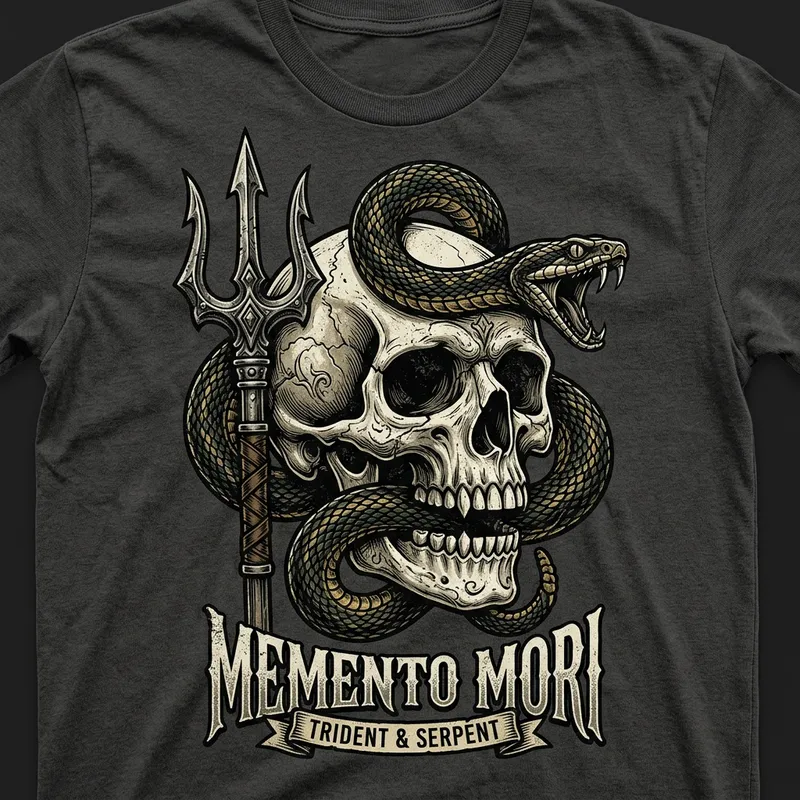 Skull and Snake Design with Trident Shirt | Custom Artwork Skull and Snake Design with Trident Shirt | Custom Artwork