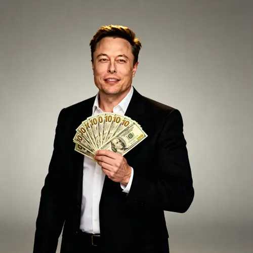 Elon Musk with Hundred Dollar Bills - Art