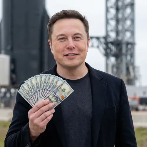 Elon Musk with Hundred Dollar Bills - Art