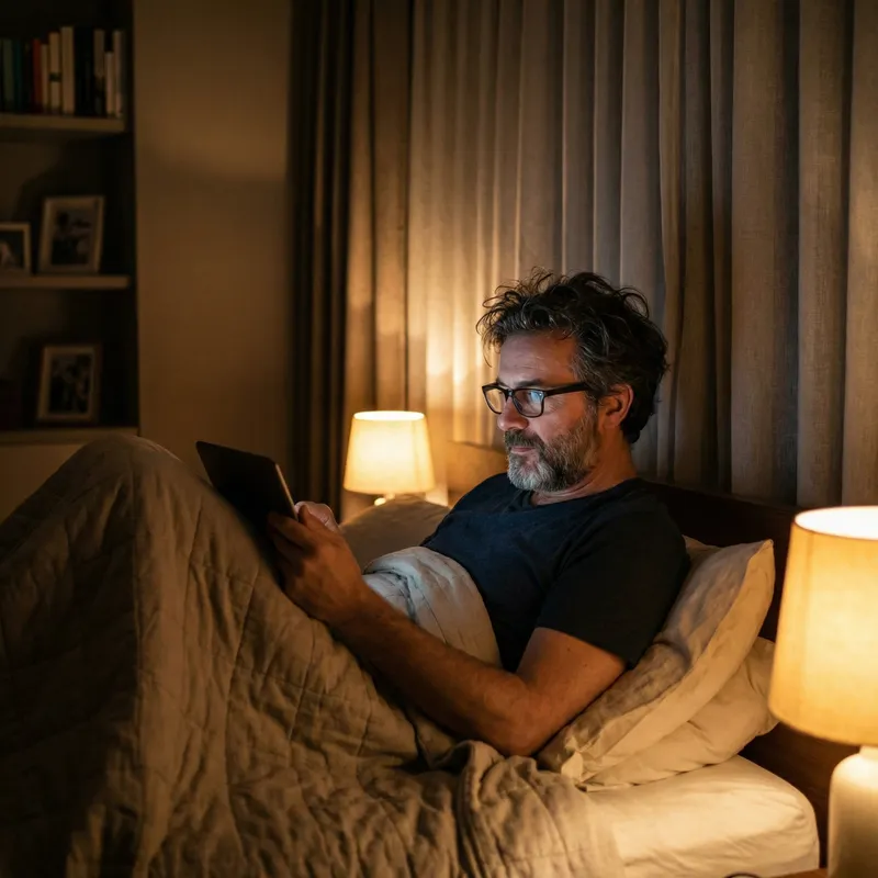 Realistic Portrait of a 40-Year-Old Man in Bed