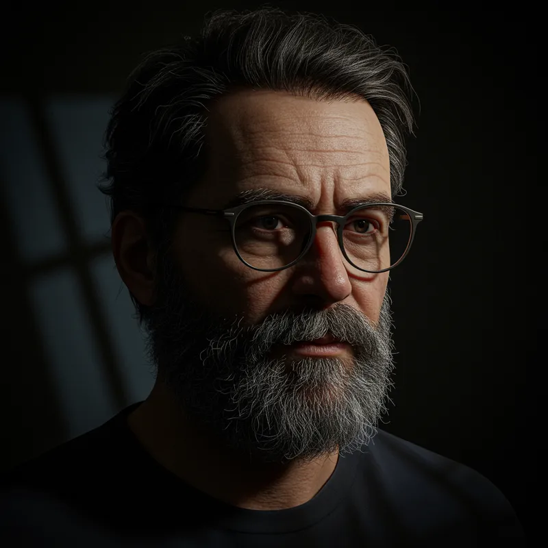 Realistic Portrait of a 40-Year-Old Man in Bed