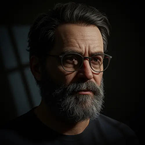 Realistic Portrait of a 40-Year-Old Man in Bed