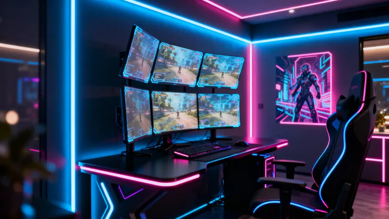 Stunning Cyberpunk Gaming Room Design