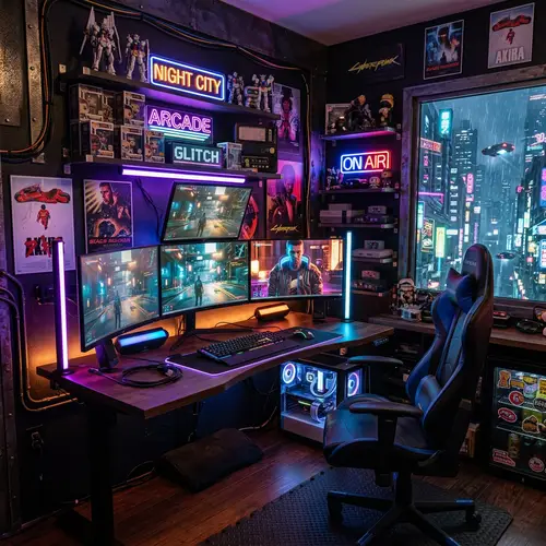 Stunning Cyberpunk Gaming Room Design