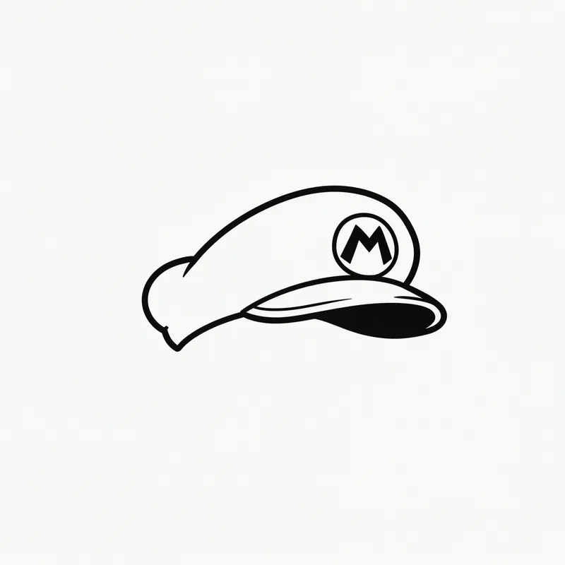 Small Black and White Mario Hat Tattoo Design