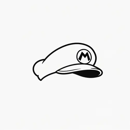 Small Black and White Mario Hat Tattoo Design