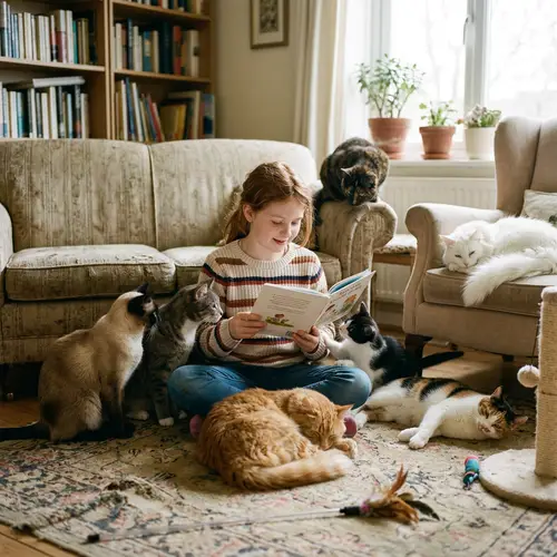 Girl and 7 Cats: A Purr-fect Bond