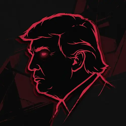 Sinister Trump Outline in Red