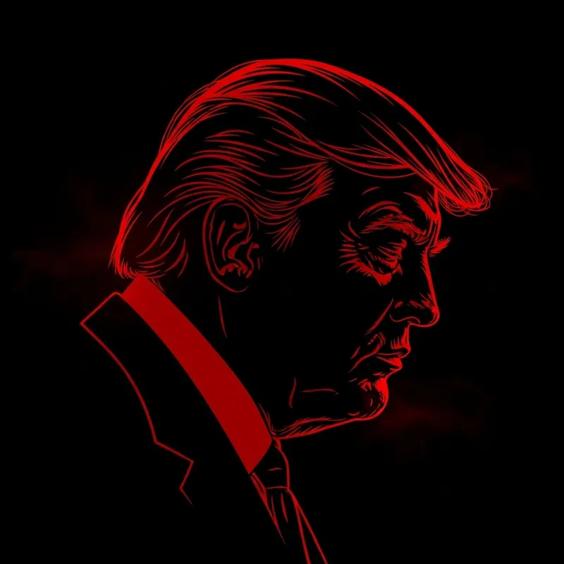 Sinister Trump Outline in Red