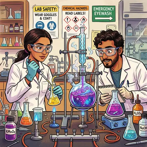 Colorful Chemical Reaction in Scientific Lab Setting