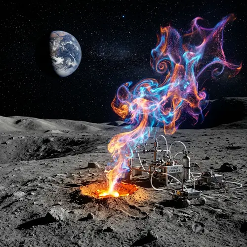 Chemical Reaction on Moon's Surface - Color Change & Emanating Gases