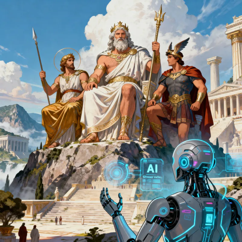 Olympian Gods Meet AI: A Comic Aesthetic Olympian Gods Meet AI: A Comic Aesthetic