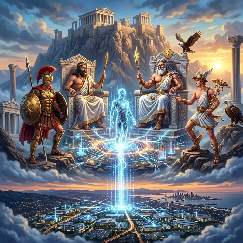 Olympian Gods Meet AI: A Comic Aesthetic