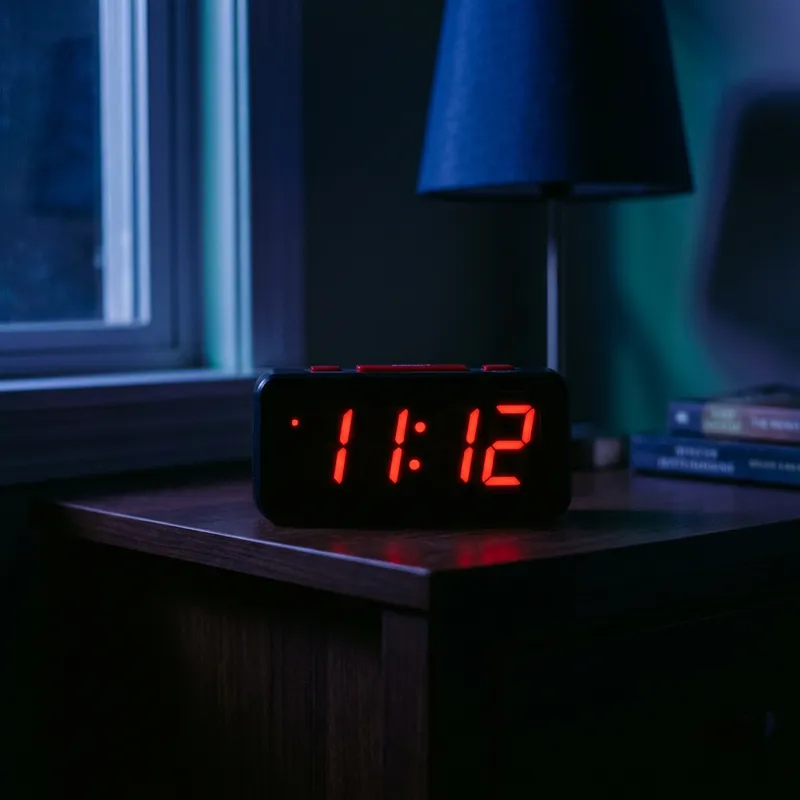 11:12 Digital Clock in Dark Room - Blue Tones 11:12 Digital Clock in Dark Room - Blue Tones