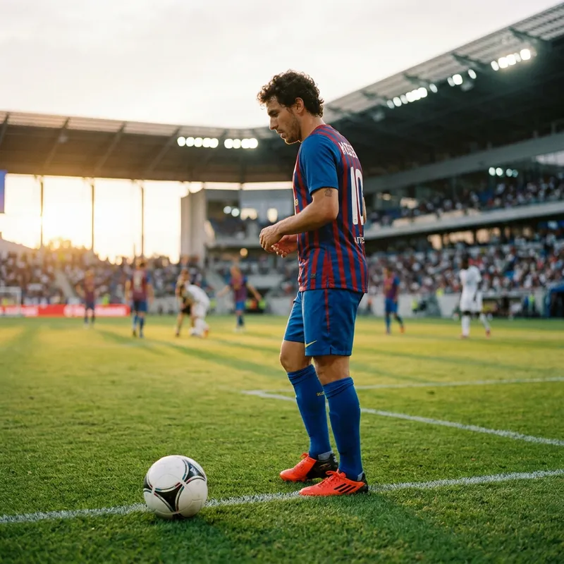 Lionel Messi Dribbling Soccer Ball on Field - Action Shot