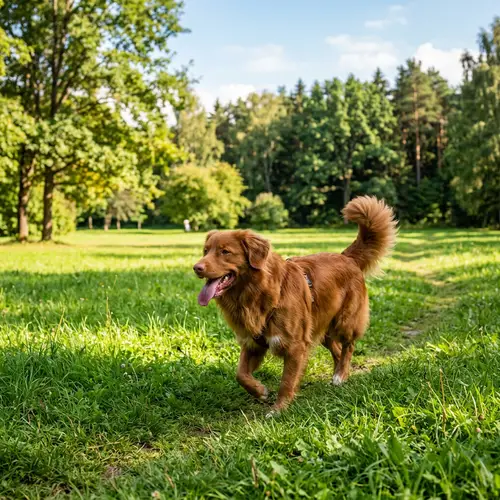 Energized and Healthy Dog Trotting in Green Park