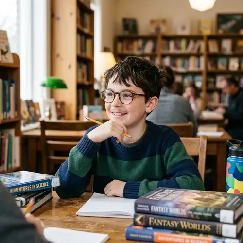 Young Boy with Glasses and a Stylish Moustache