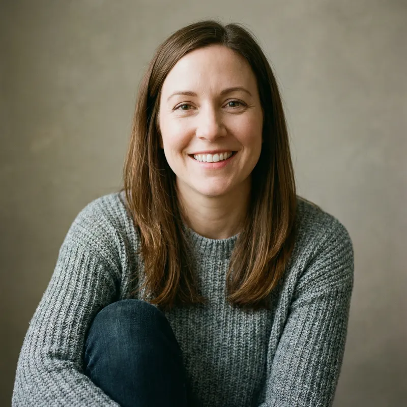 Warm Smiling Caucasian Woman, 35 Years Old | Casual Attire Warm Smiling Caucasian Woman, 35 Years Old | Casual Attire