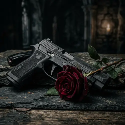 Stylish Gun and Dark Rose Art