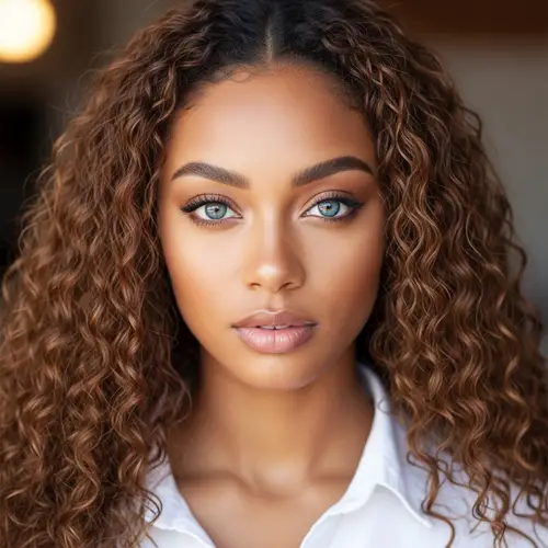 Stunning African American Girl with Ocean Blue Eyes