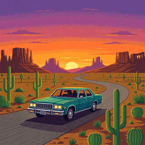 Pixel Art Sunset Drive GIFs