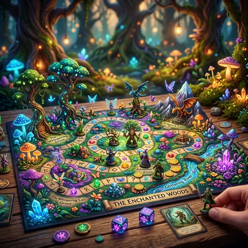 Whimsical Fantasy Boardgame in Enchanted Forest