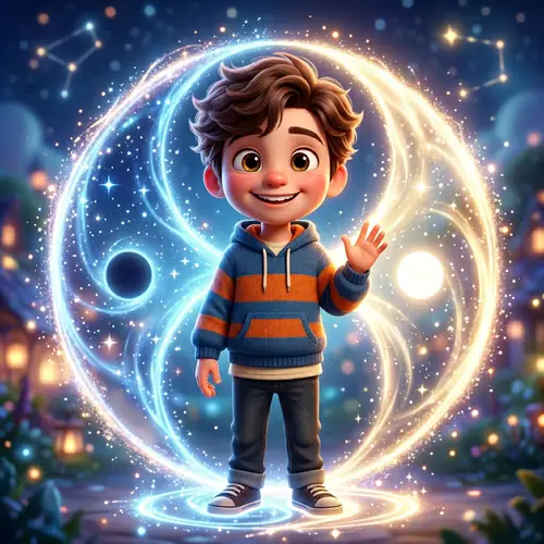 Pixar Style Male Avatar in Glowing Yin Yang Circle