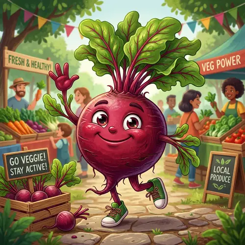 Fun Beetroot Mascot Promoting Healthy Eating