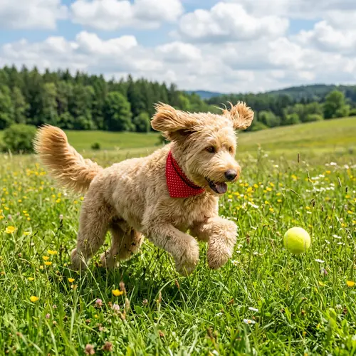 Cute Dog Playing in Green Meadow | Joyful Pet in Action